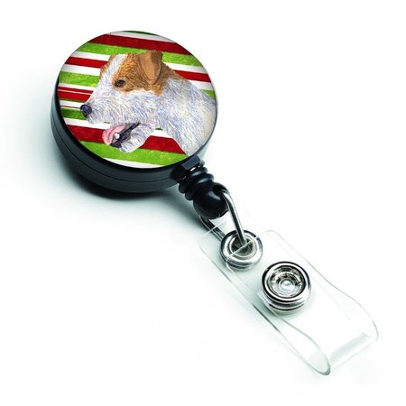 TEACHERS AID Jack Russell Terrier Candy Cane Holiday Christmas Retractable Badge Reel TE712202